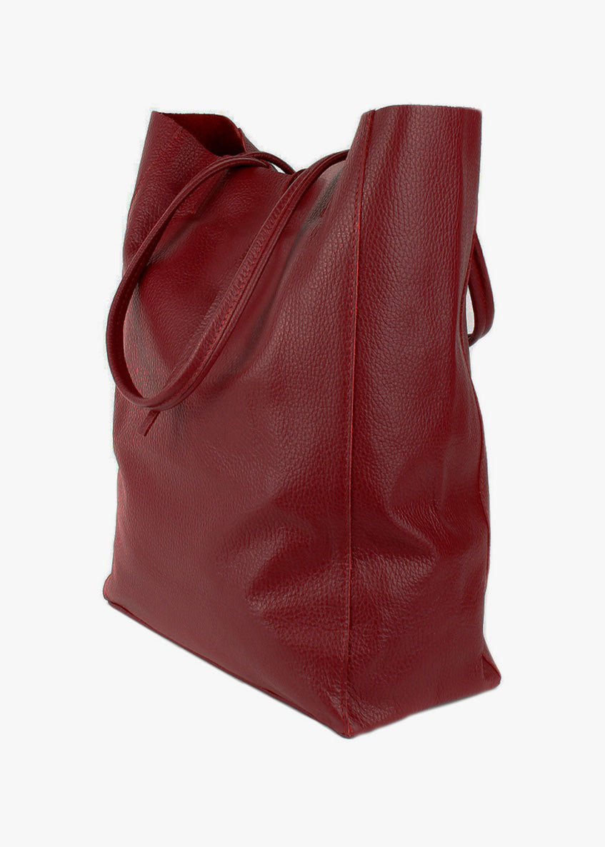 Shopper de piel italiana LARGO Borgoña