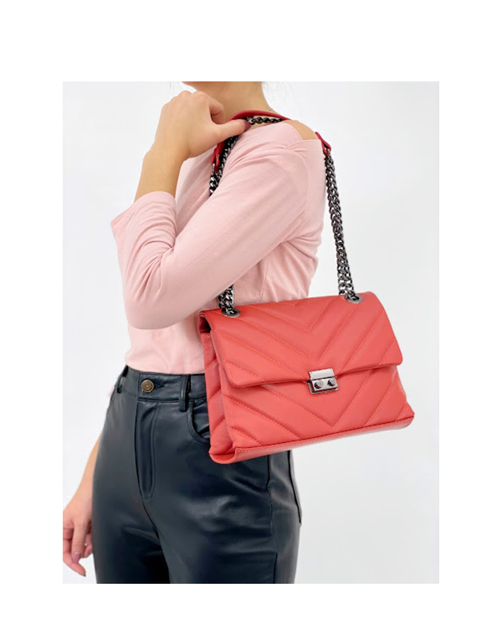 Bandolera de piel italiana Marrón 4554-122-37