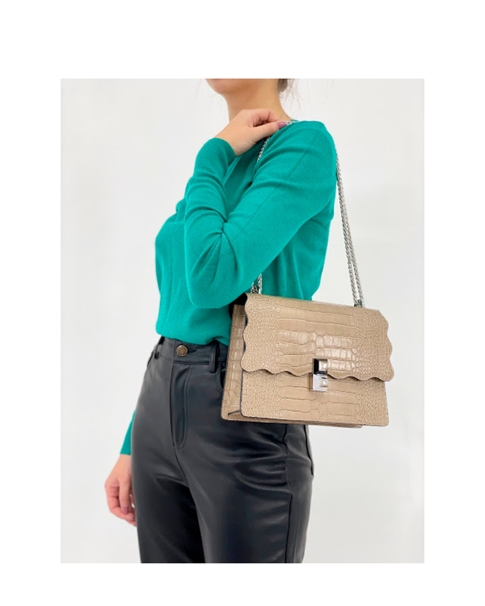 Bandolera de piel italiana Gris 7911-52-36