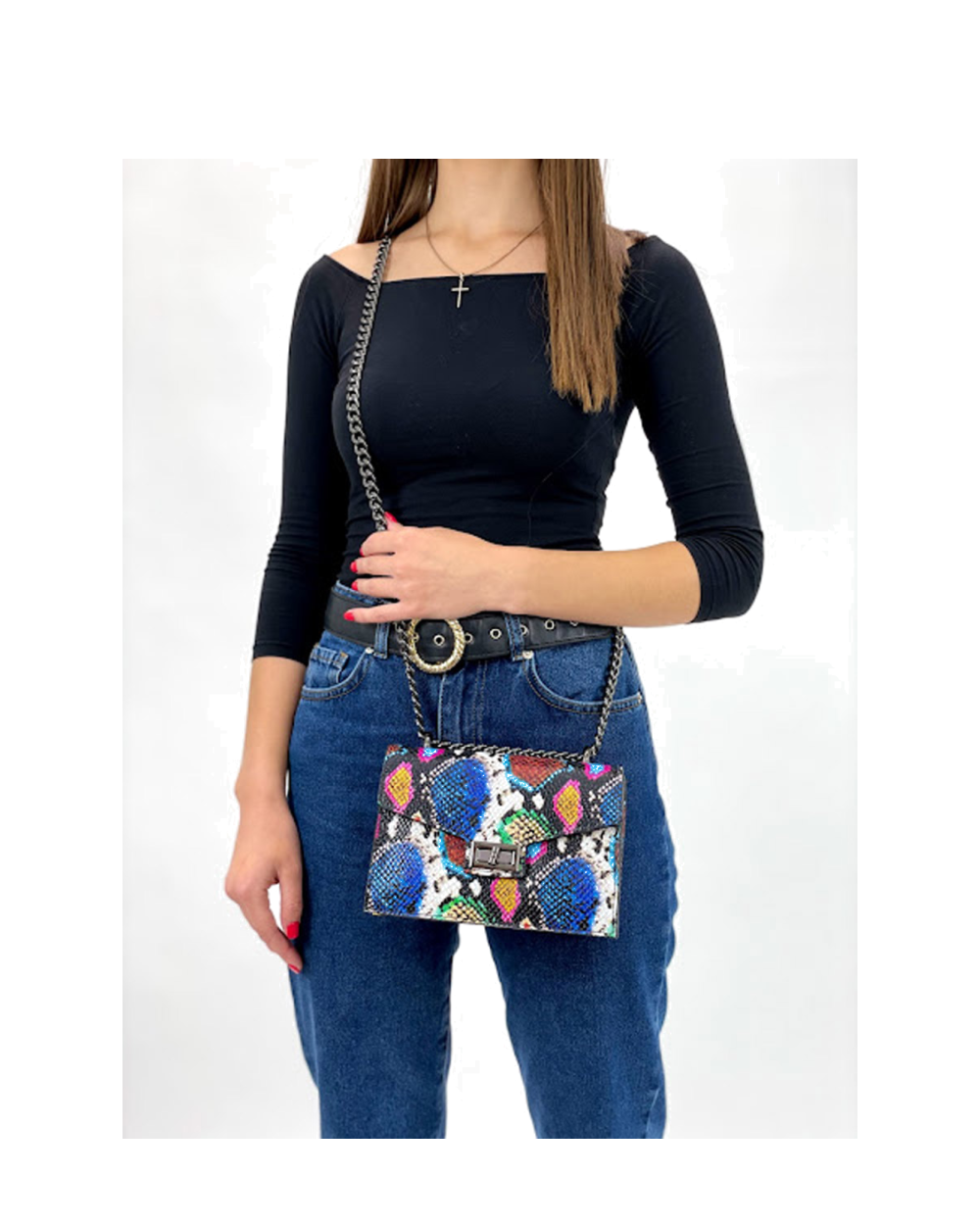 Bandolera de piel italiana Multicolor 3941-57-35