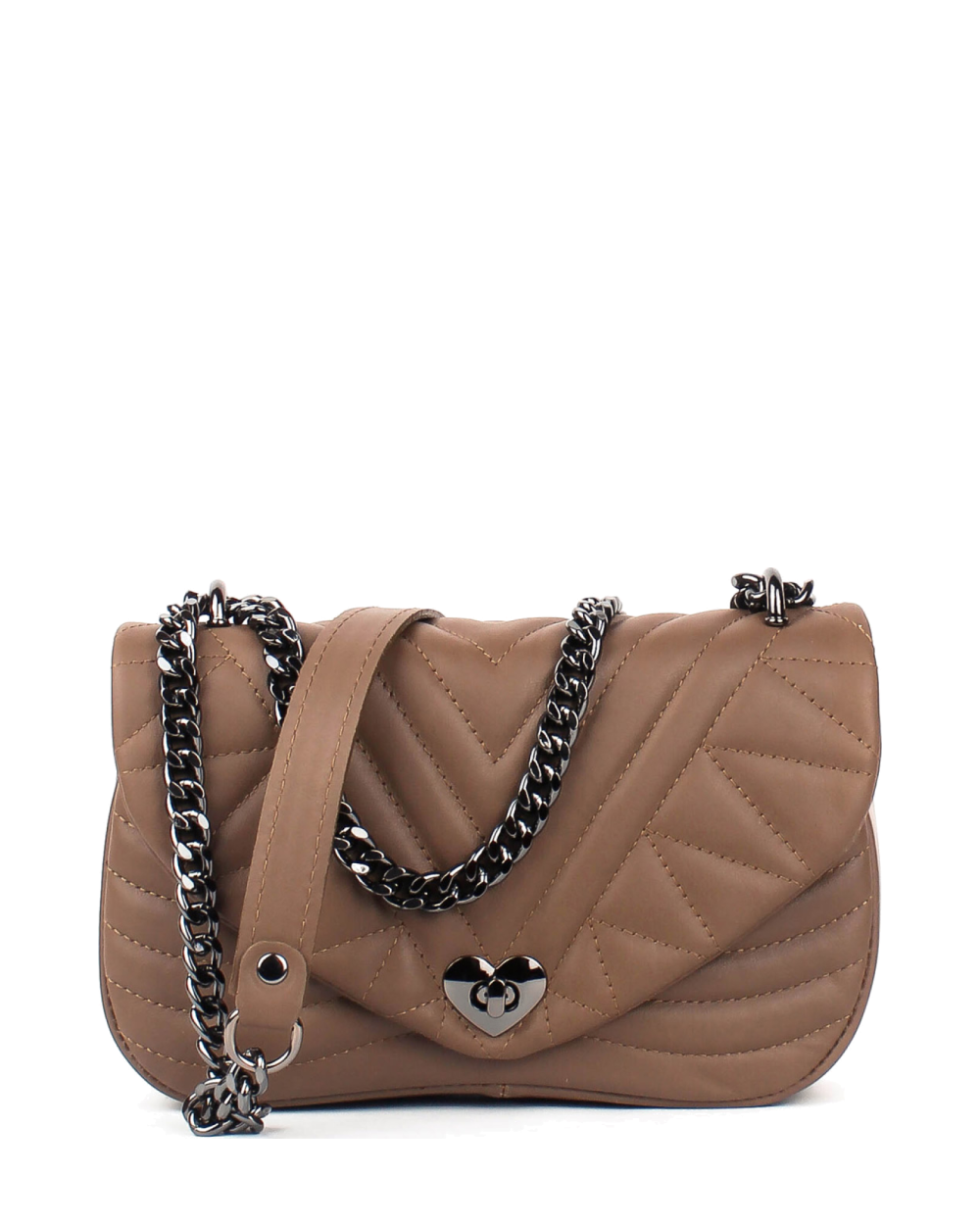 Bandolera de piel italiana Gris, Marrón 3388-104-37