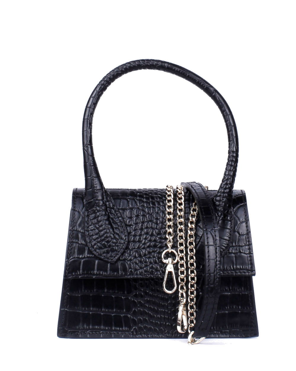 Bolso de mano de piel italiana GENA Negro
