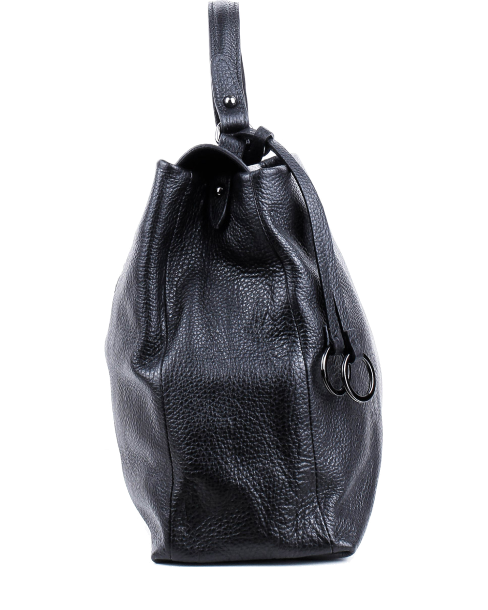 Bolso de mano de piel italiana LUNGA Negro
