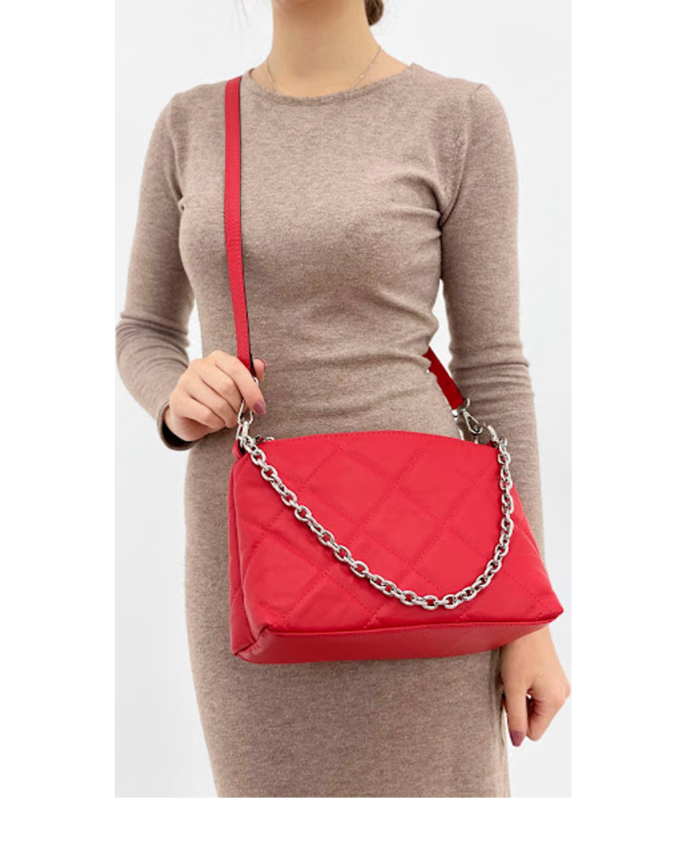 Bandolera de piel italiana Rojo 1609-13-37