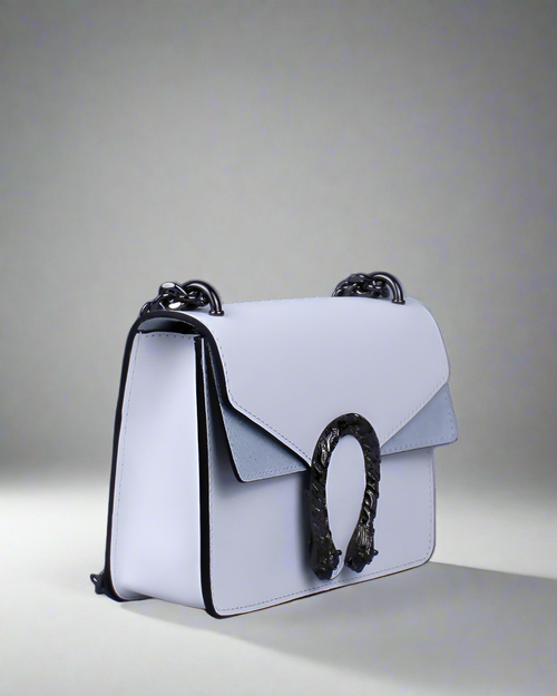 Bandolera de piel italiana Blanco 9638-16-31