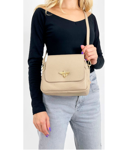 Bandolera de piel italiana Beige 8833-11-32