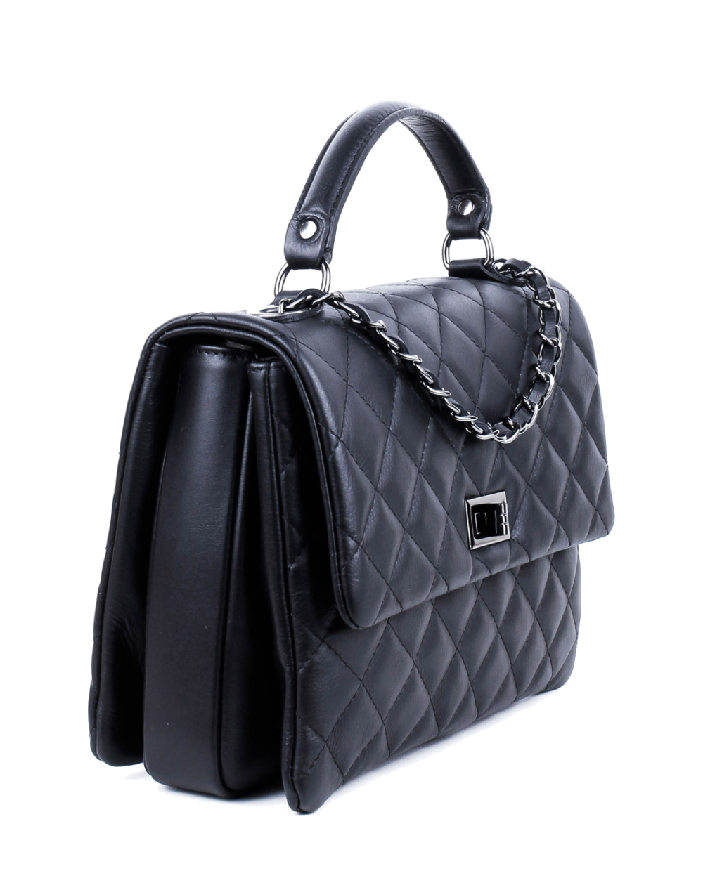 Bolso de mano de piel italiana AGUILERA Negro