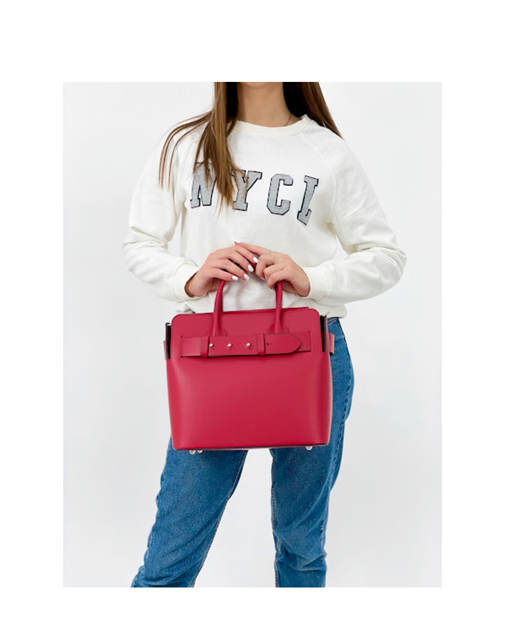 Bolso de mano de piel italiana Marche Rojo