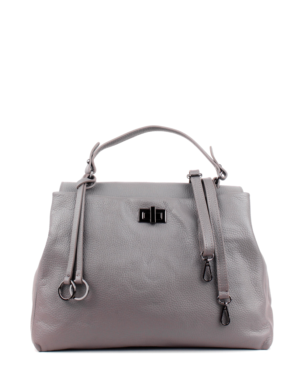Bolso de mano de piel italiana LUNGA Gris