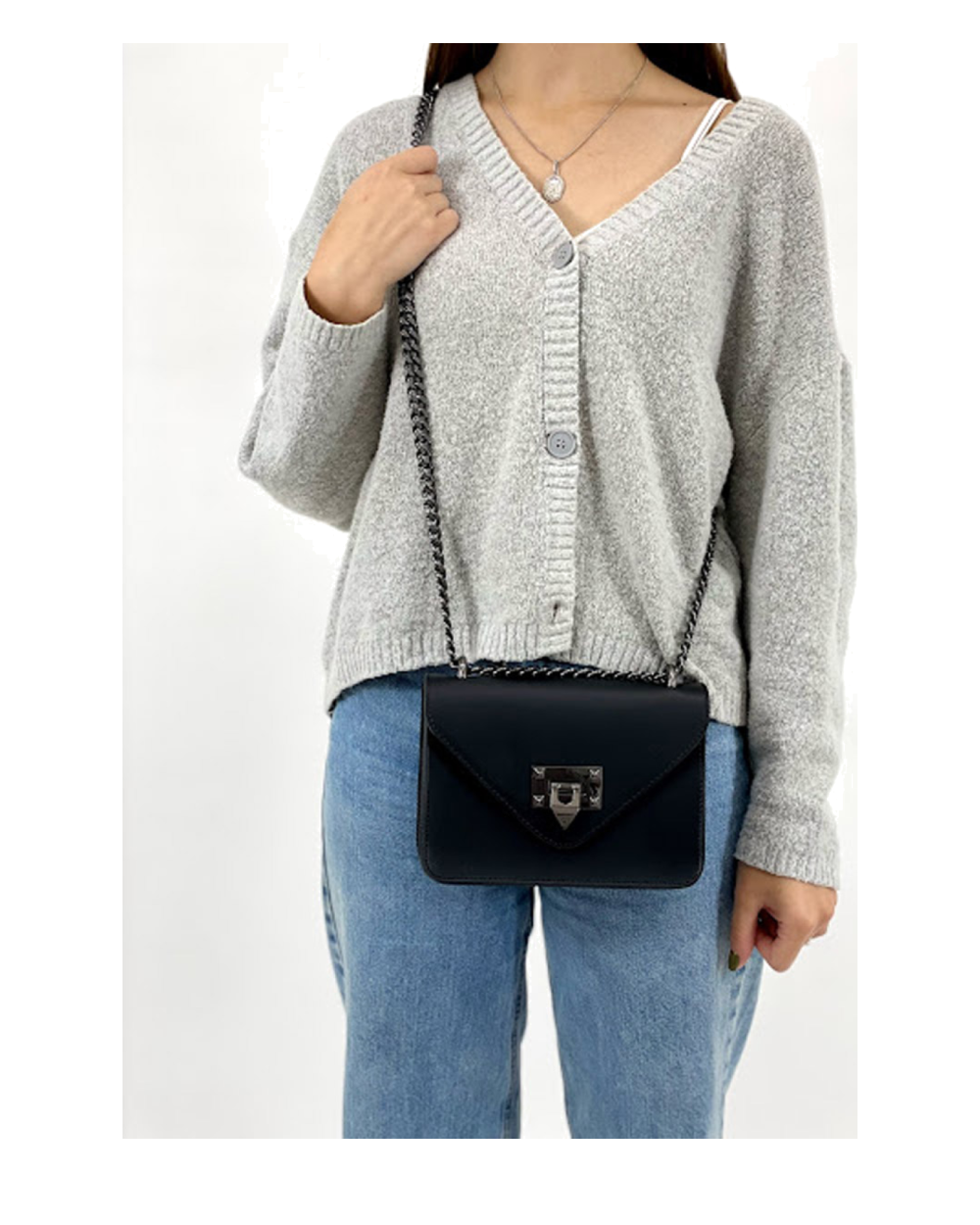 Bandolera de piel italiana Negro 2108-05-31