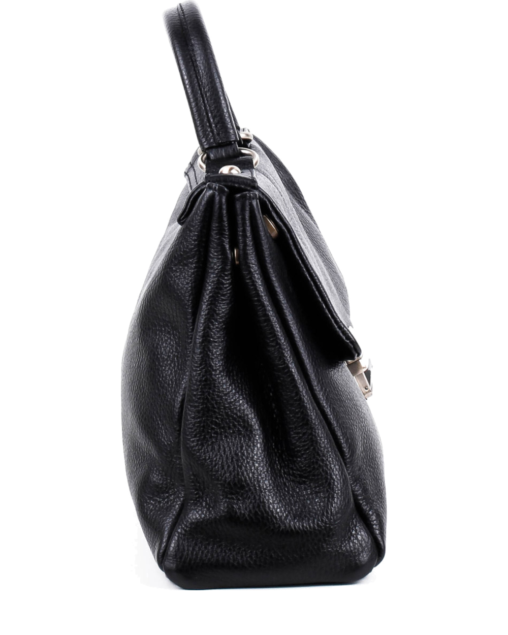 Bolso de mano de piel italiana ABBA Negro