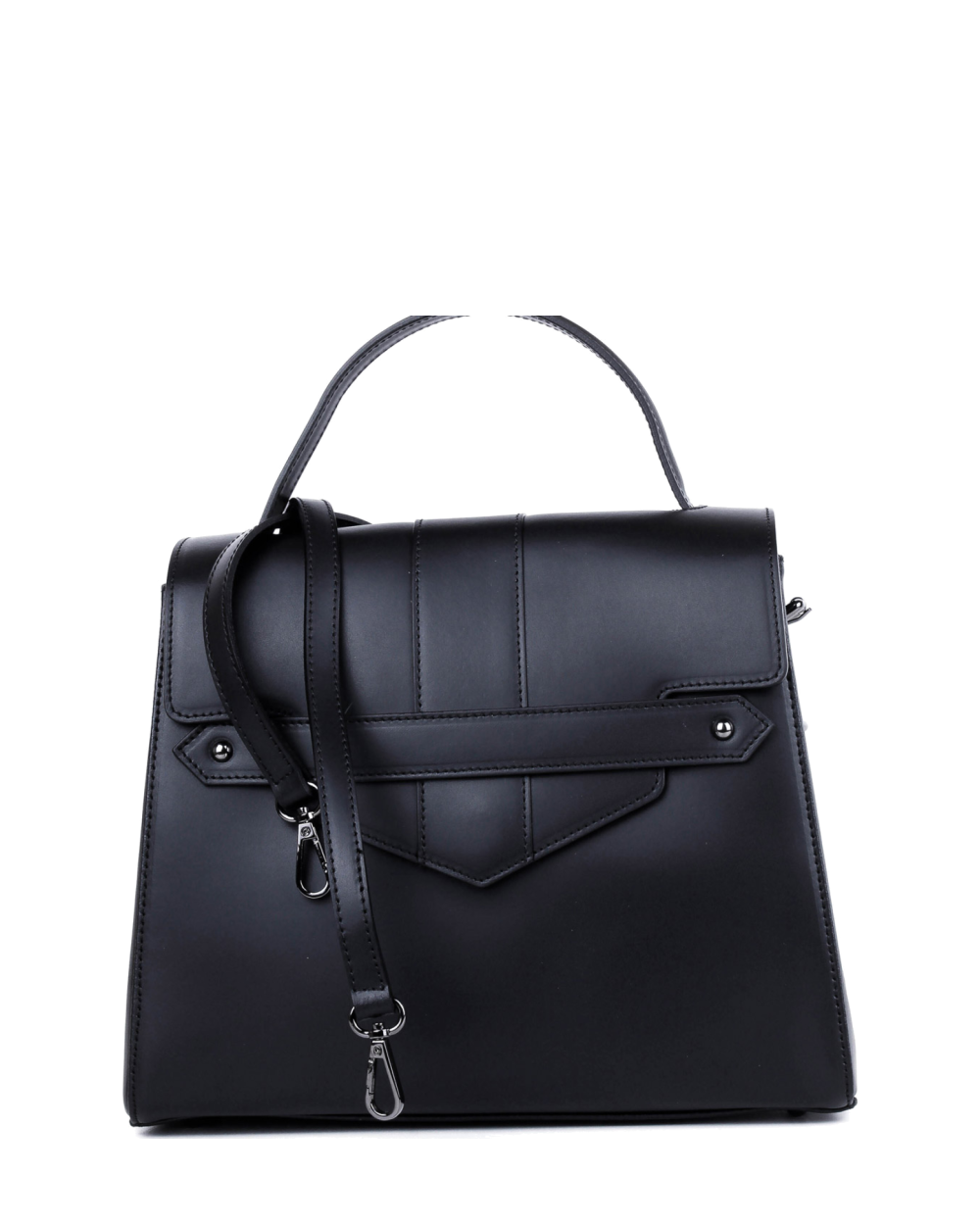 Bolso de mano de piel italiana DIVISI Negro