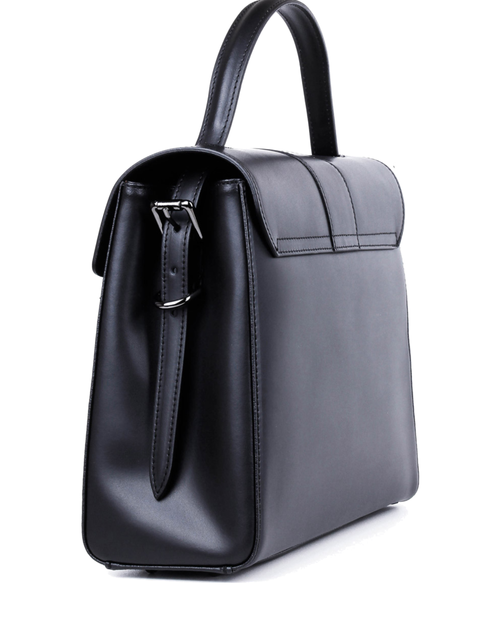 Bolso de mano de piel italiana DIVISI Negro