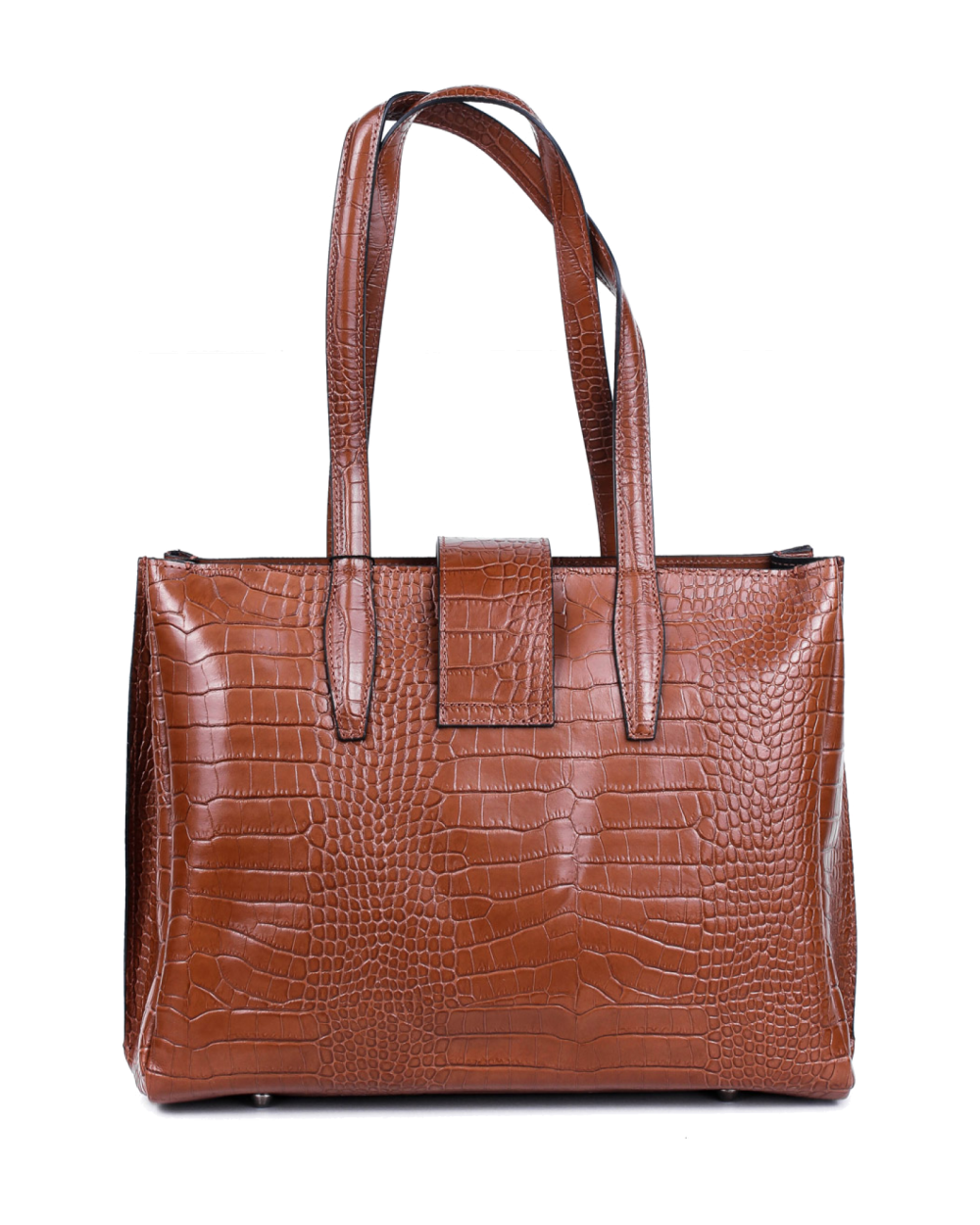 Bolso de mano de piel italiana Accordy Marrón