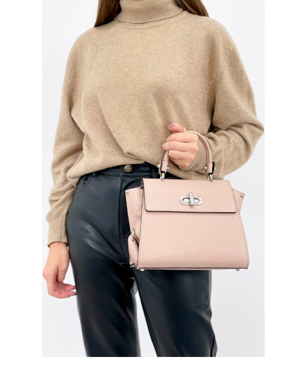 Bolso de mano de piel italiana GRAVE Beige