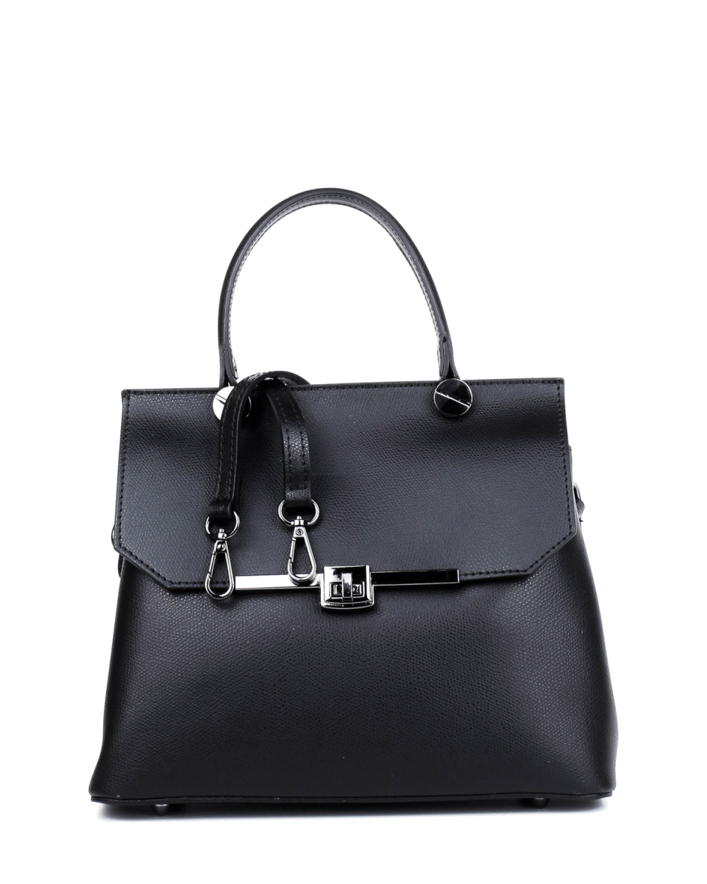 Bolso de mano de piel italiana ALTO Negro