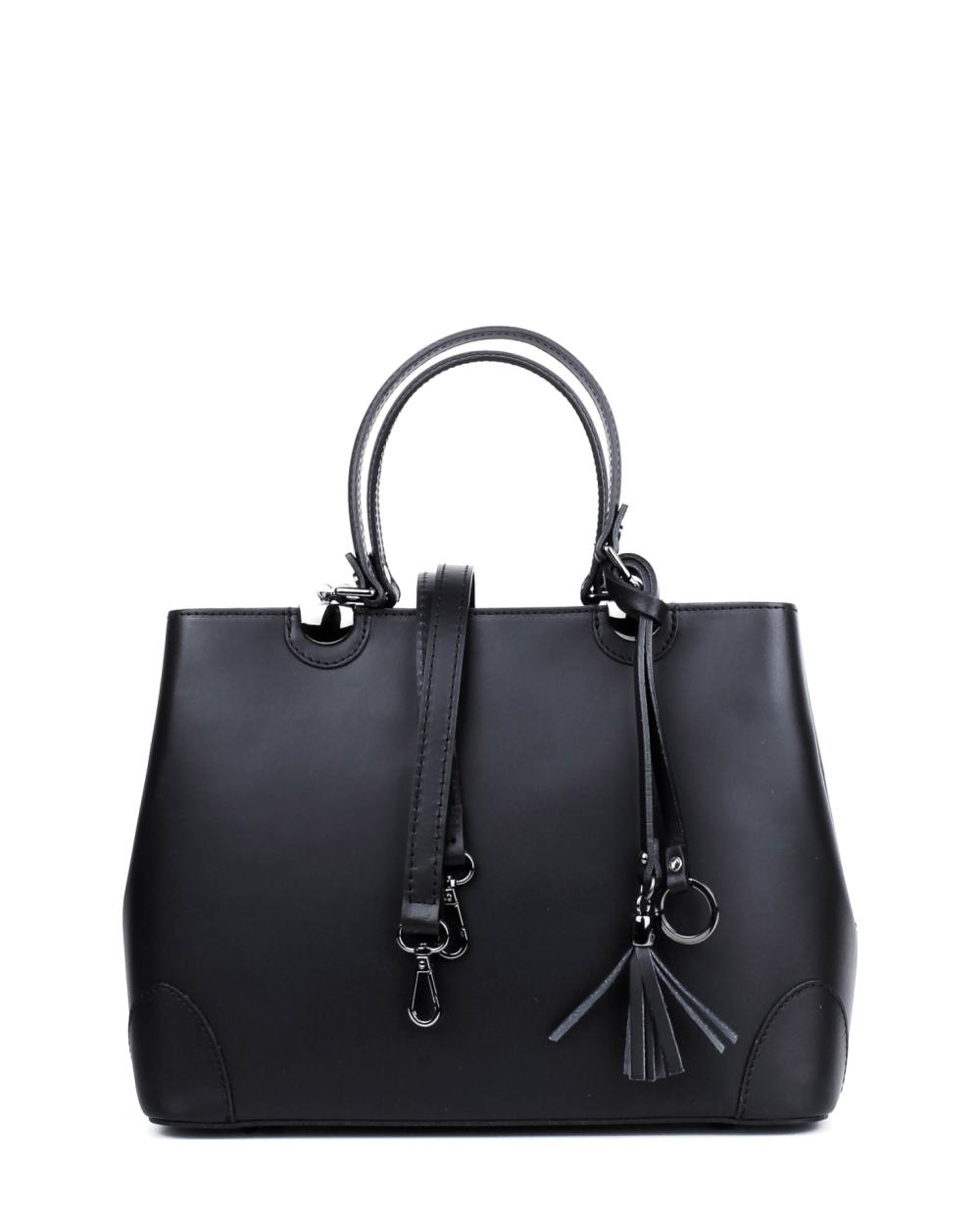 Bolso Tote de piel italiana FIORI Negro