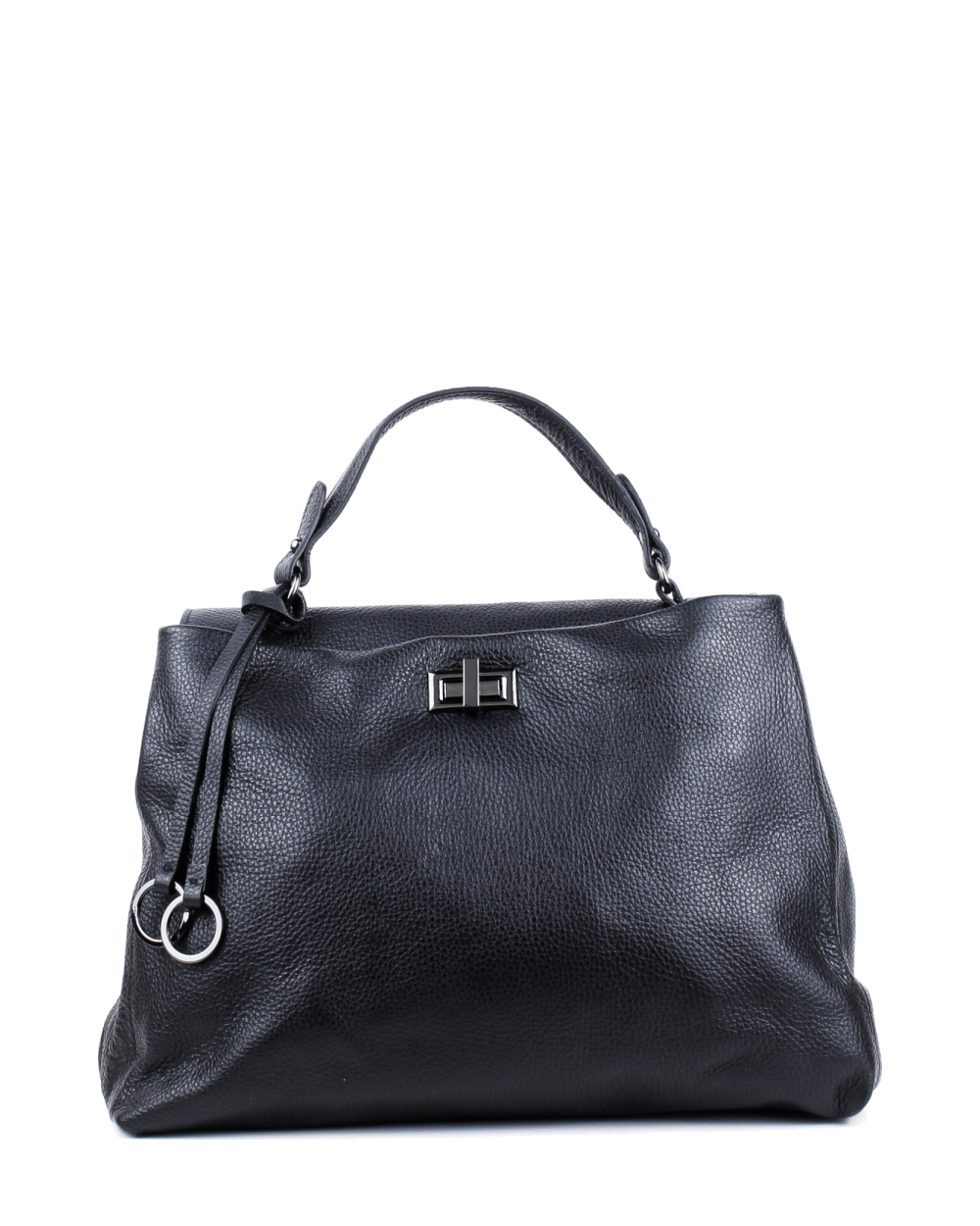 Bolso de mano de piel italiana LUNGA Negro
