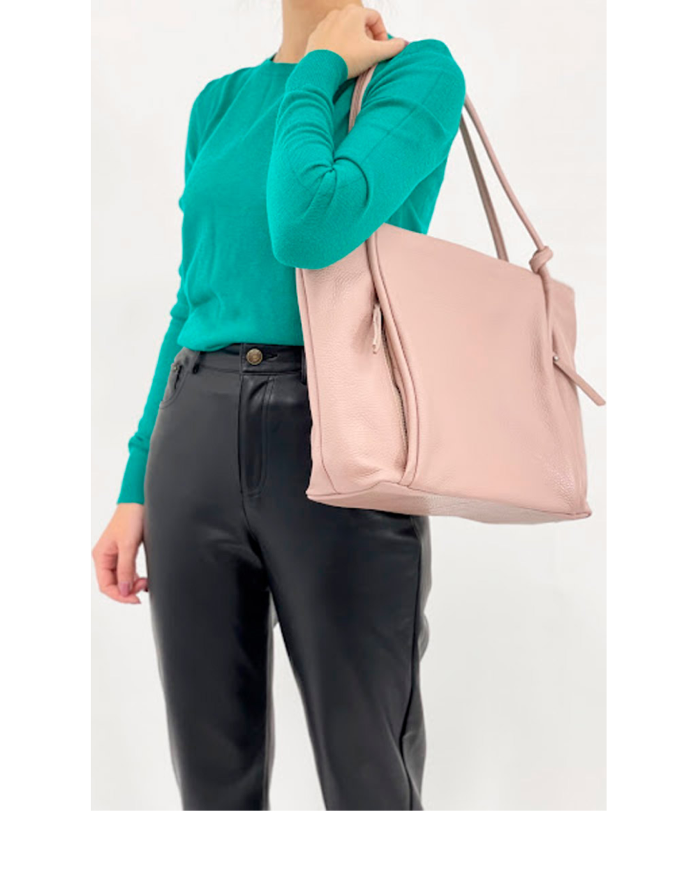 Bolso de mano de piel italiana Quadra Rosa