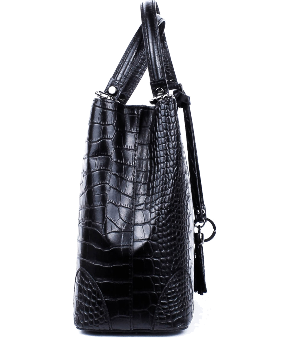 Bolso Tote de piel italiana Fiori Negro