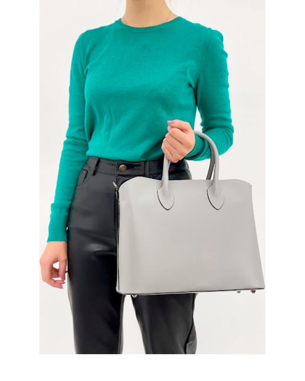 Bolso Tote de piel italiana Plato Gris