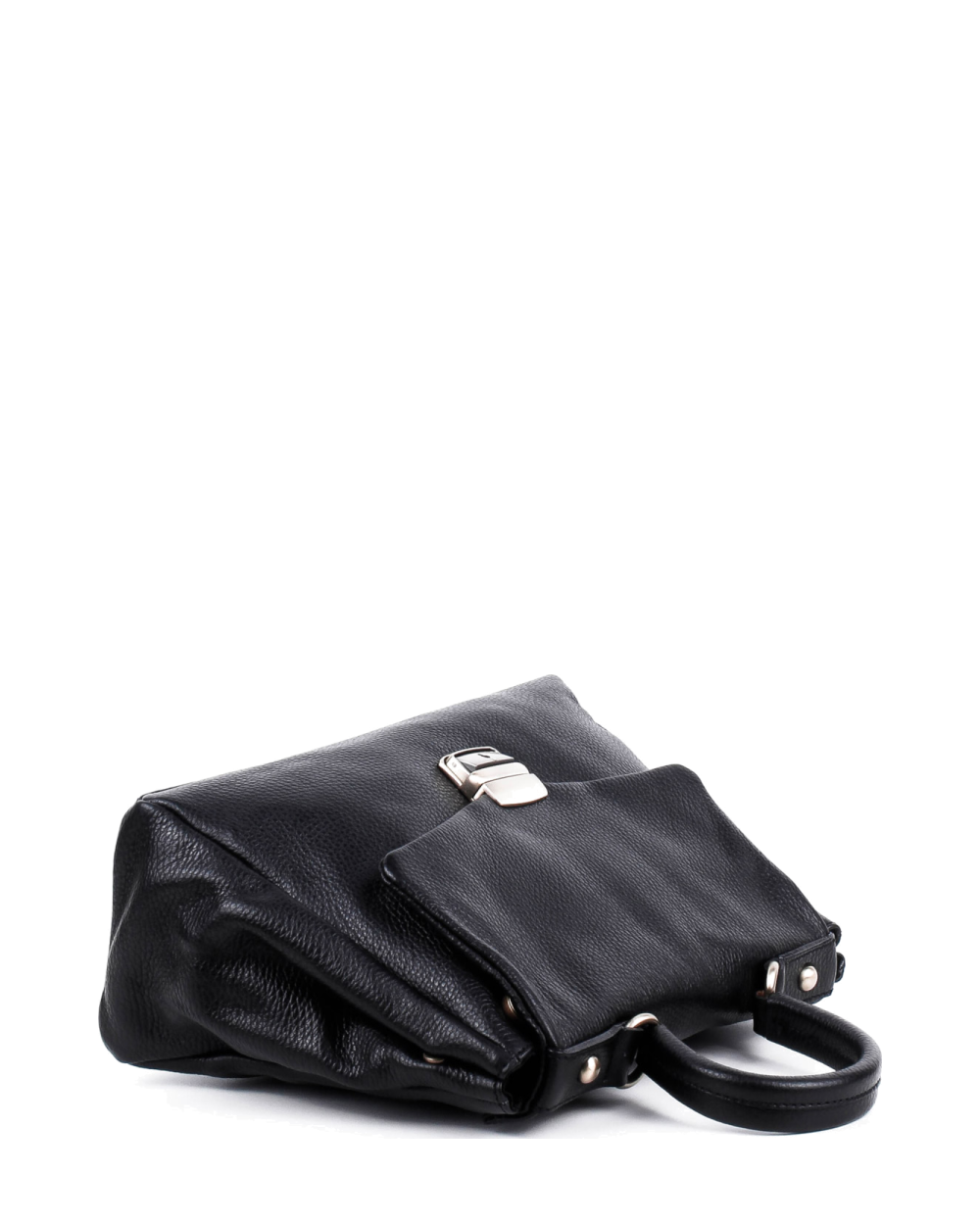 Bolso de mano de piel italiana ABBA Negro