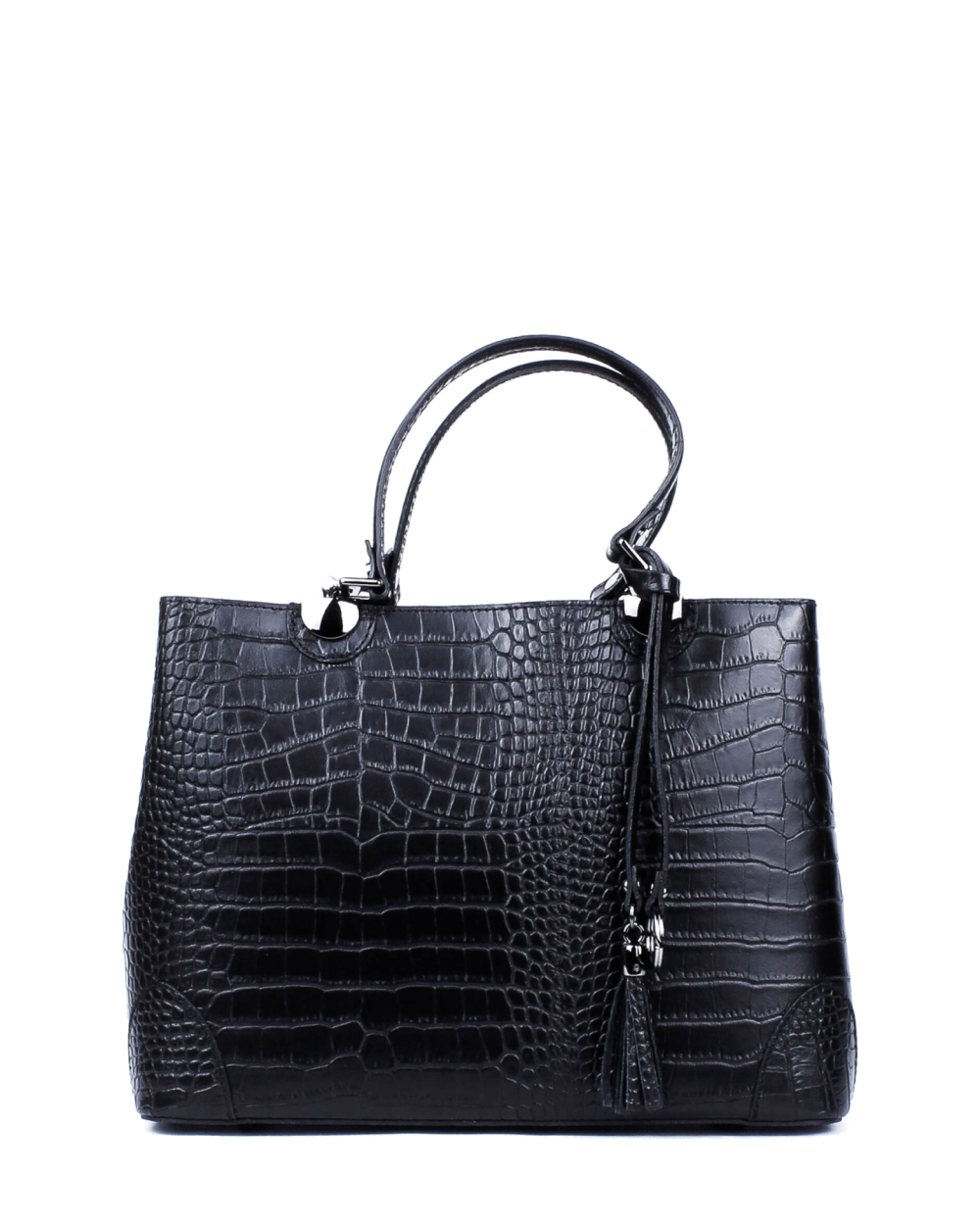 Bolso Tote de piel italiana Fiori Negro