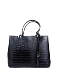 Bolso Tote de piel italiana Fiori Negro