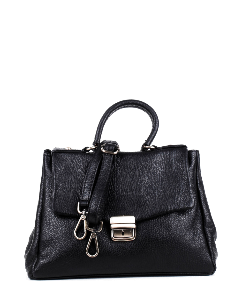 Bolso de mano de piel italiana ABBA Negro