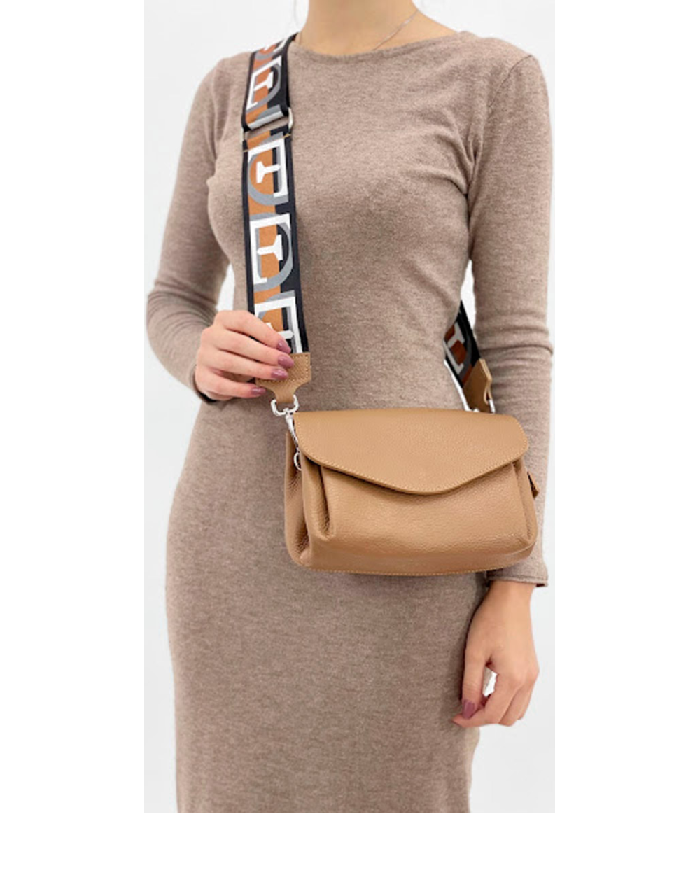 Bandolera de piel italiana Rojo 2104-45-32