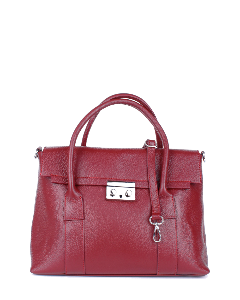 Bolso de mano de piel italiana Borgoña