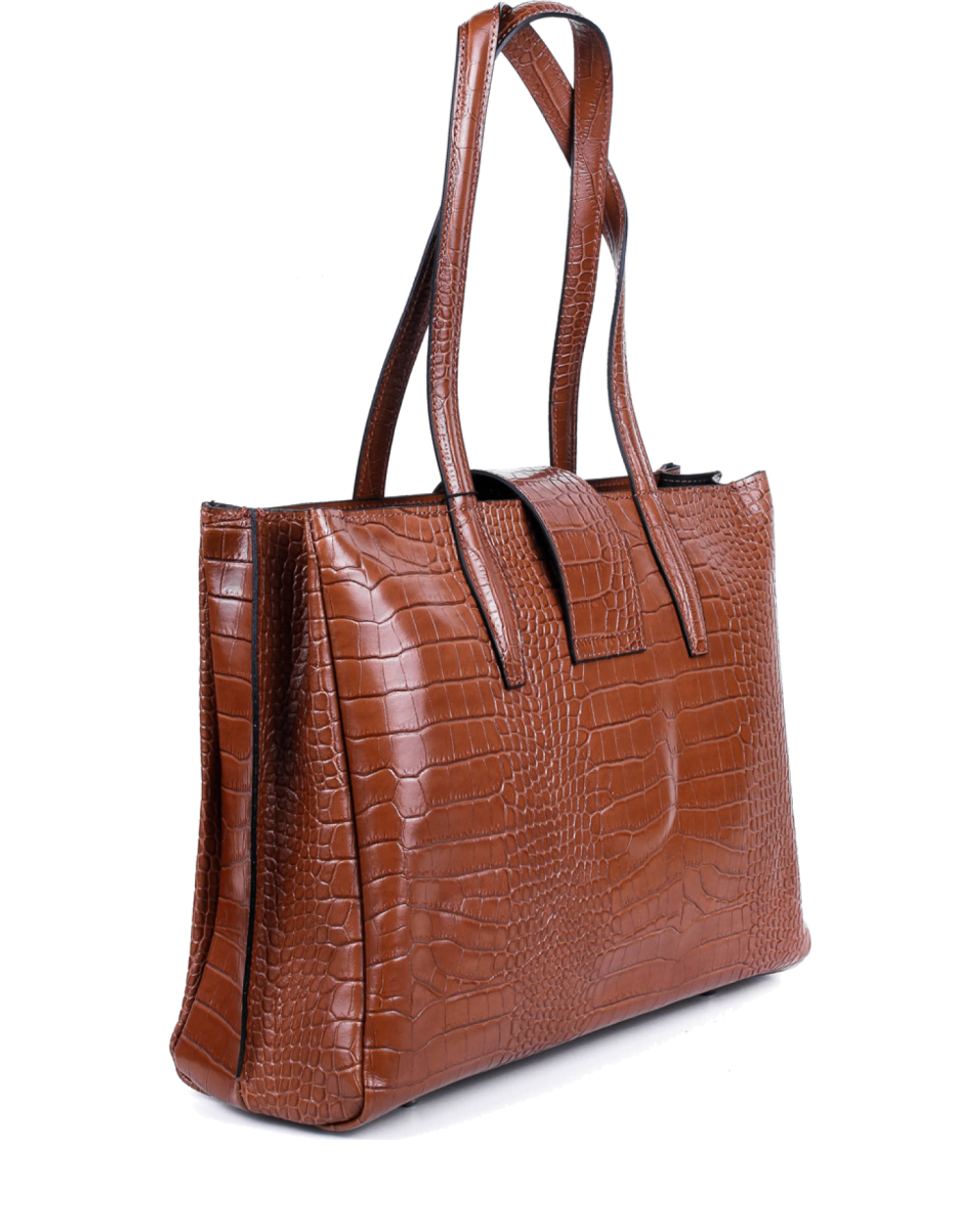 Bolso de mano de piel italiana Accordy Marrón