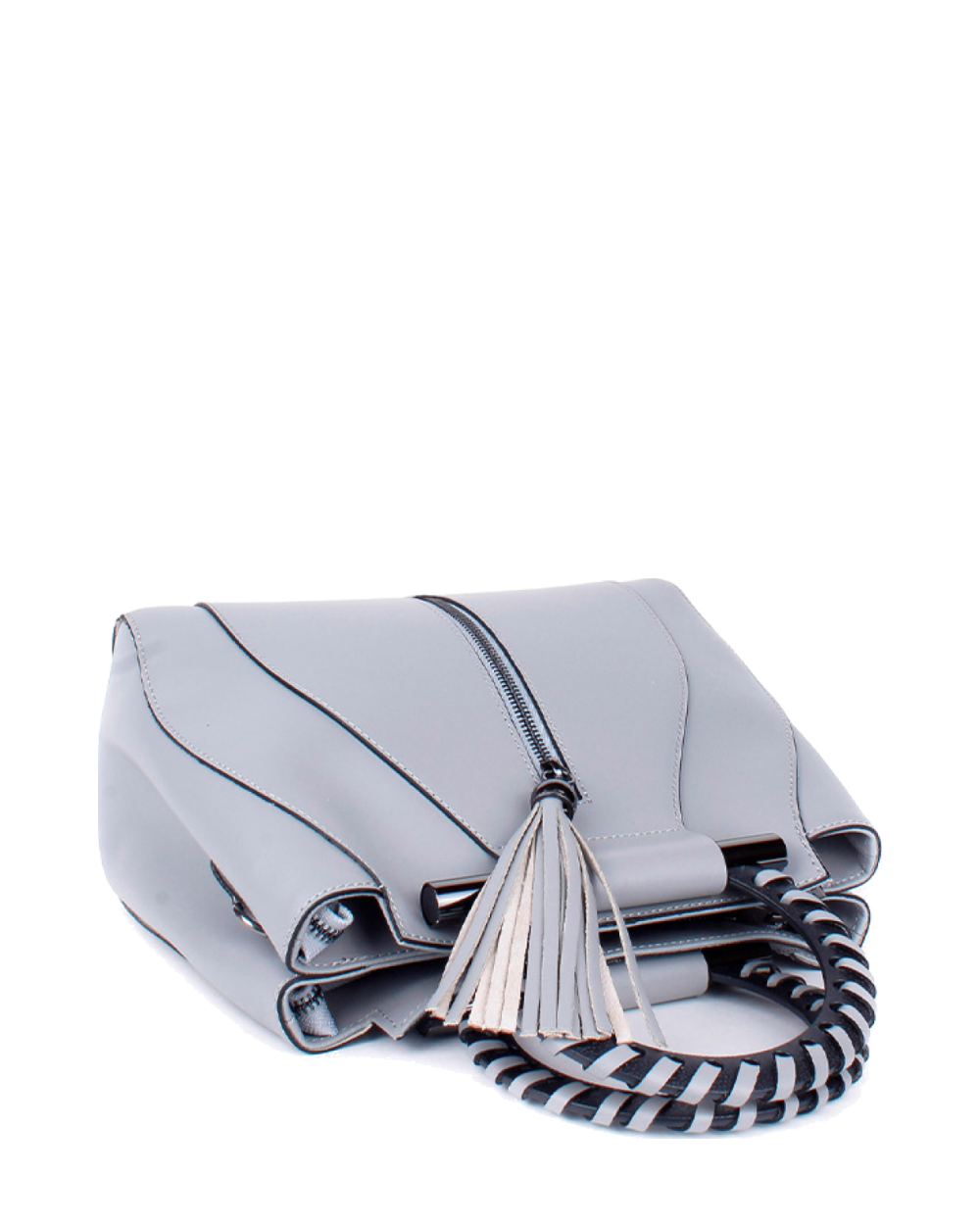 Bolso de mano de piel italiana Organo Gris