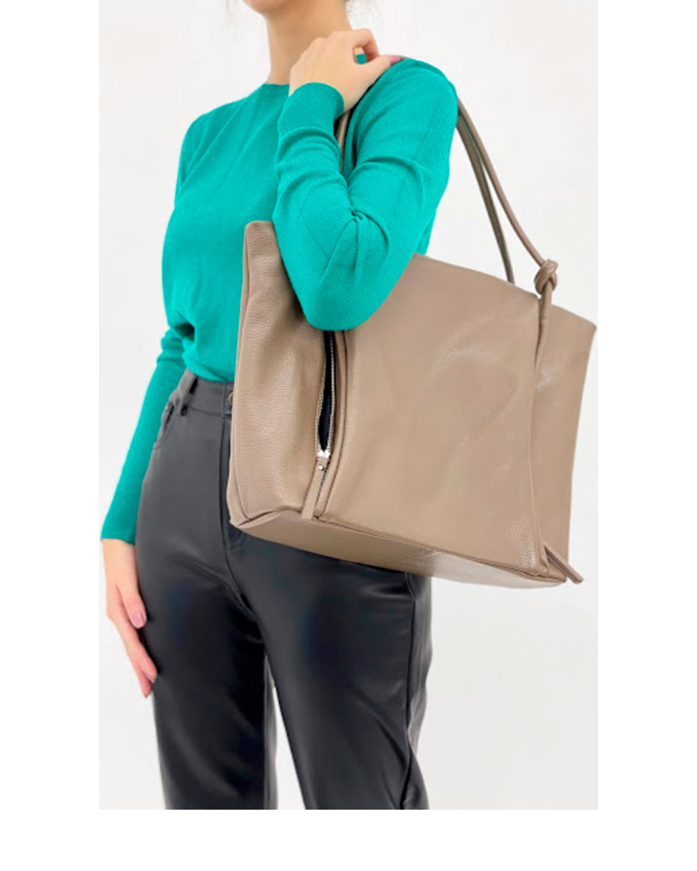 Bolso Tote de piel italiana Quadra Marrón