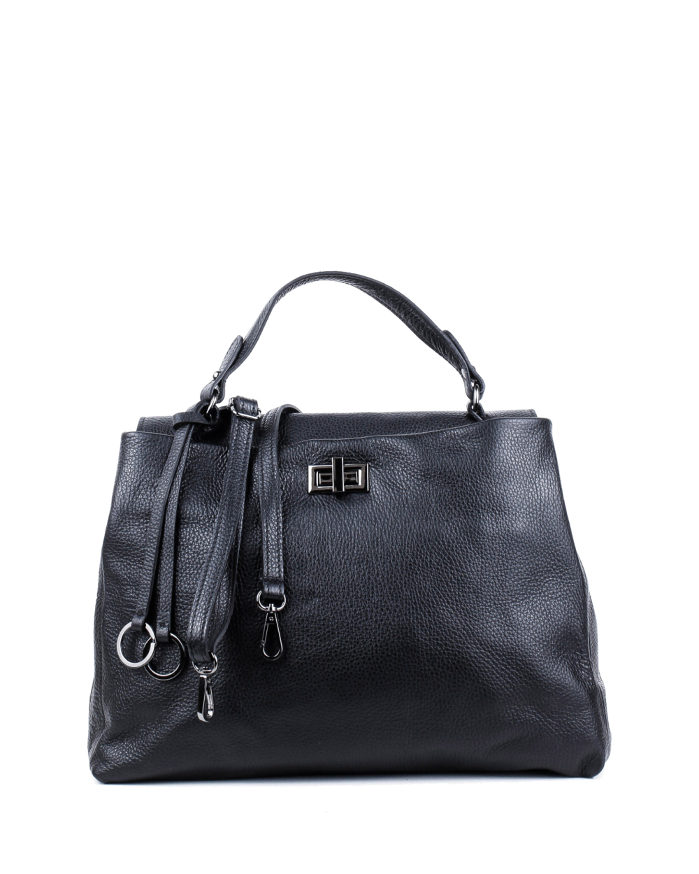 Bolso de mano de piel italiana LUNGA Negro