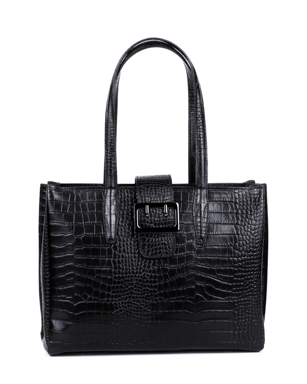 Bolso de mano de piel italiana Accordy Negro