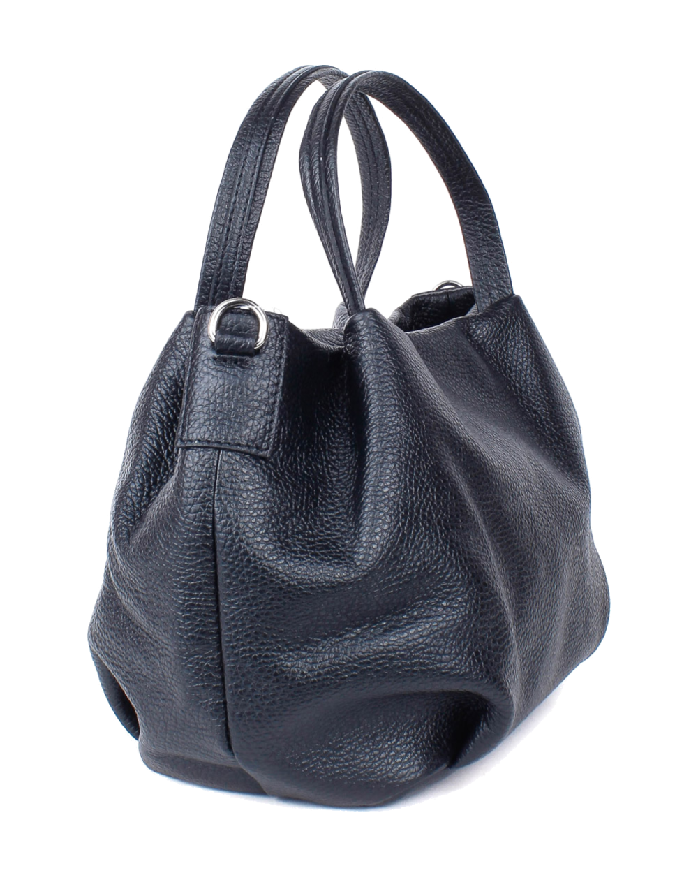 Bolso de mano de piel italiana Campanula Negro