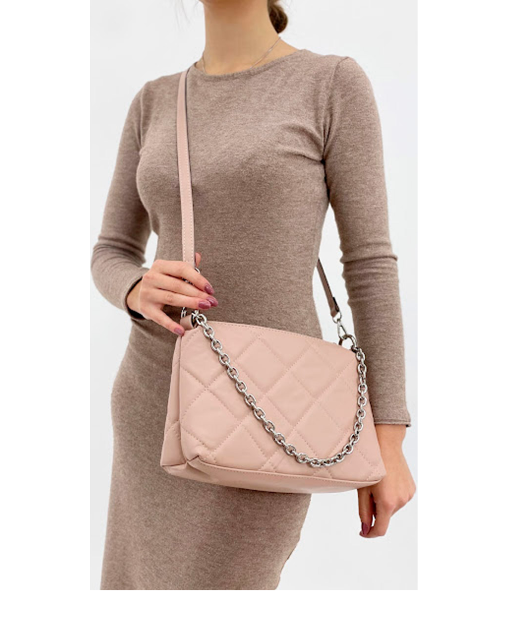 Bandolera de piel italiana Gris 1609-52-37