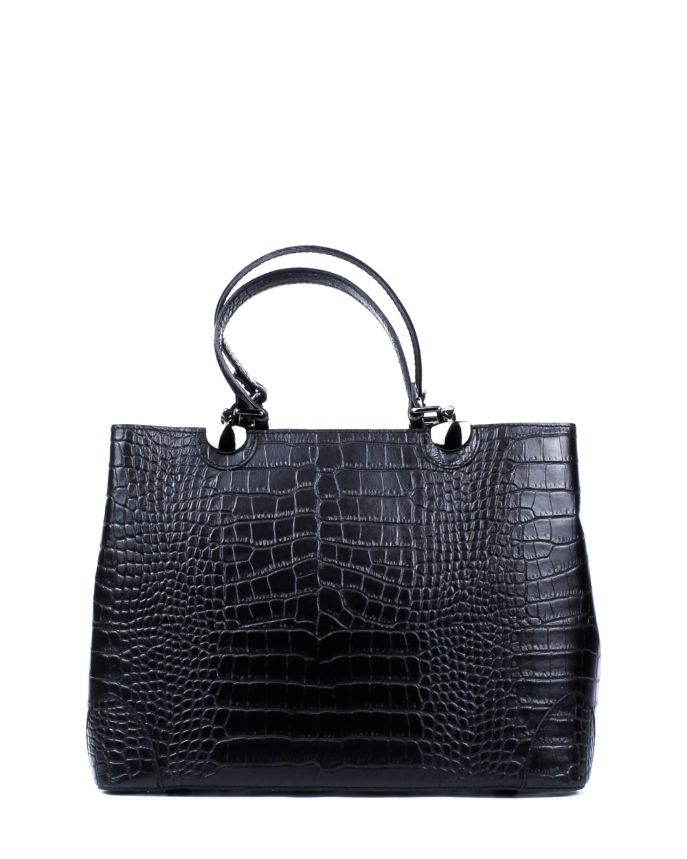 Bolso Tote de piel italiana Fiori Negro