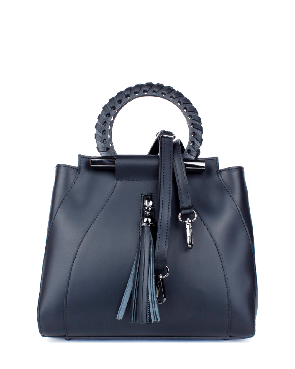 Bolso de mano de piel italiana Organo Negro