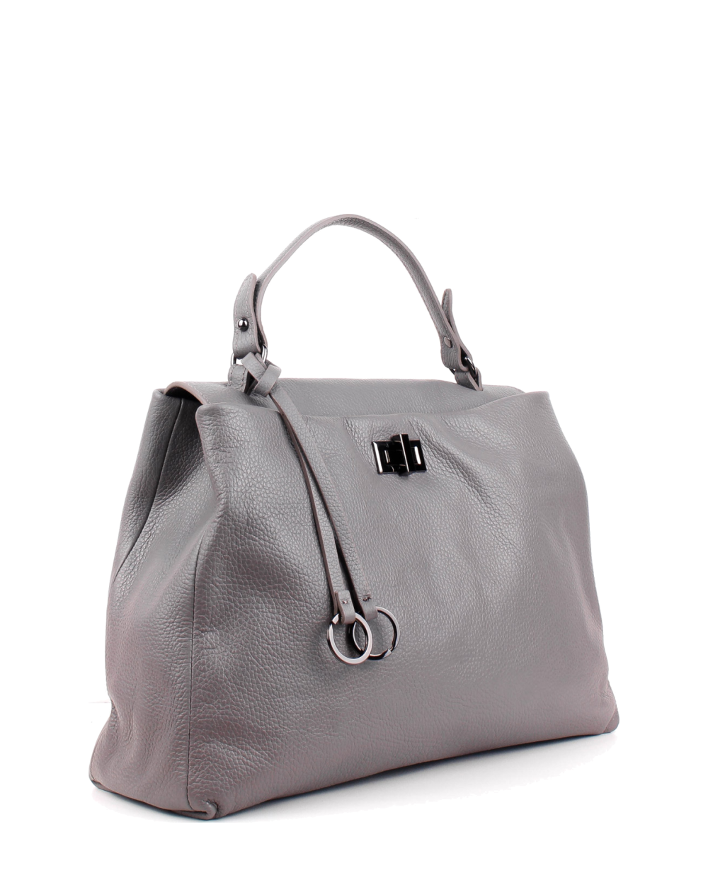Bolso de mano de piel italiana LUNGA Gris