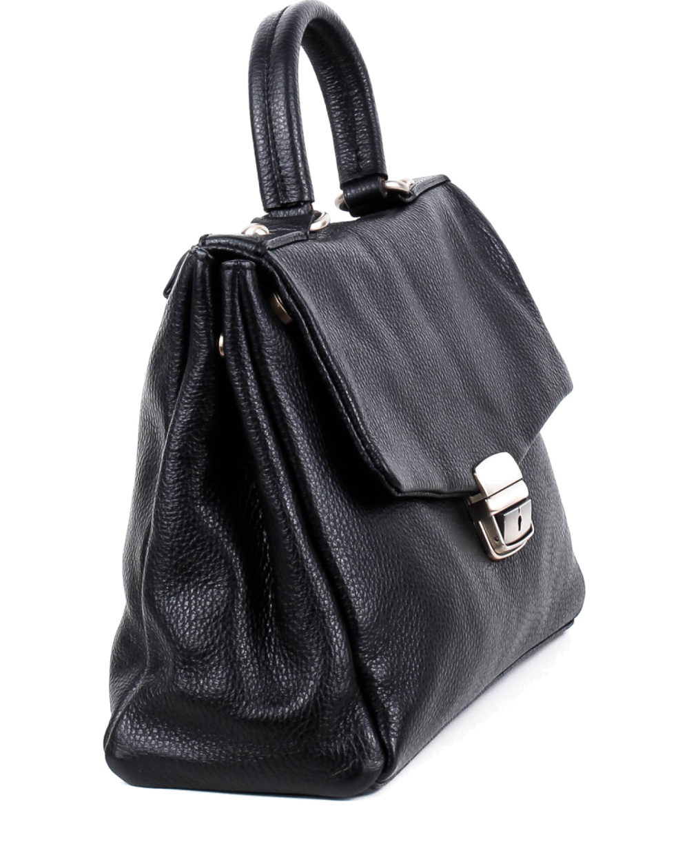 Bolso de mano de piel italiana ABBA Negro