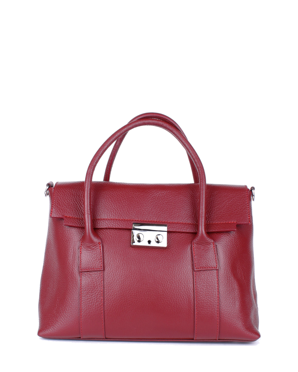 Bolso de mano de piel italiana Borgoña