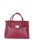 Bolso de mano de piel italiana Borgoña