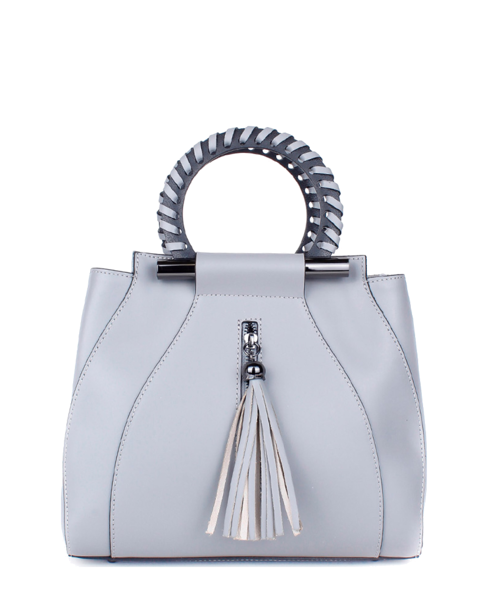 Bolso de mano de piel italiana Organo Gris