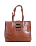Bolso de mano de piel italiana Accordy Marrón