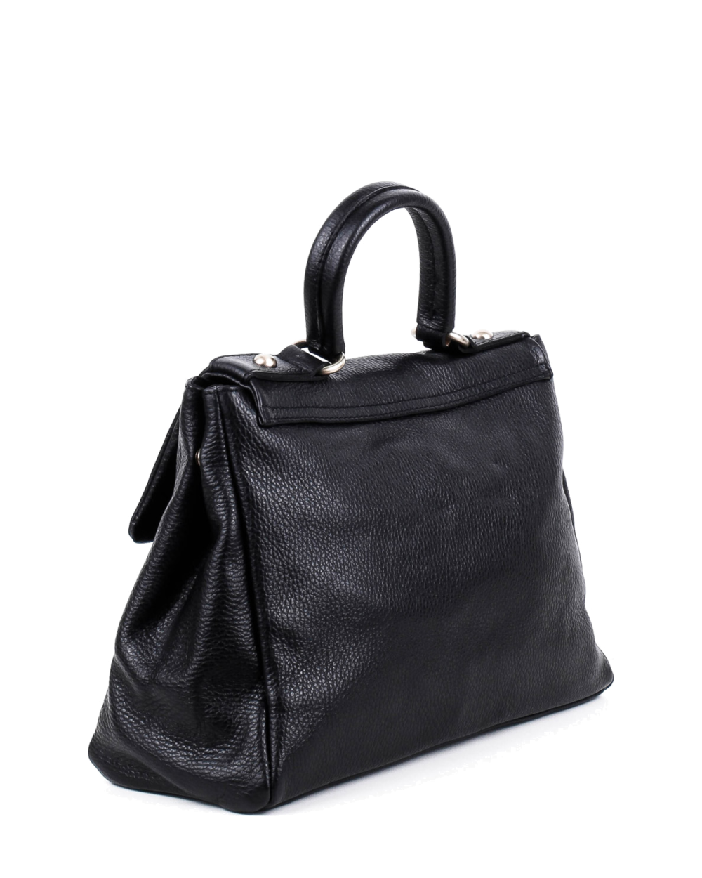 Bolso de mano de piel italiana ABBA Negro