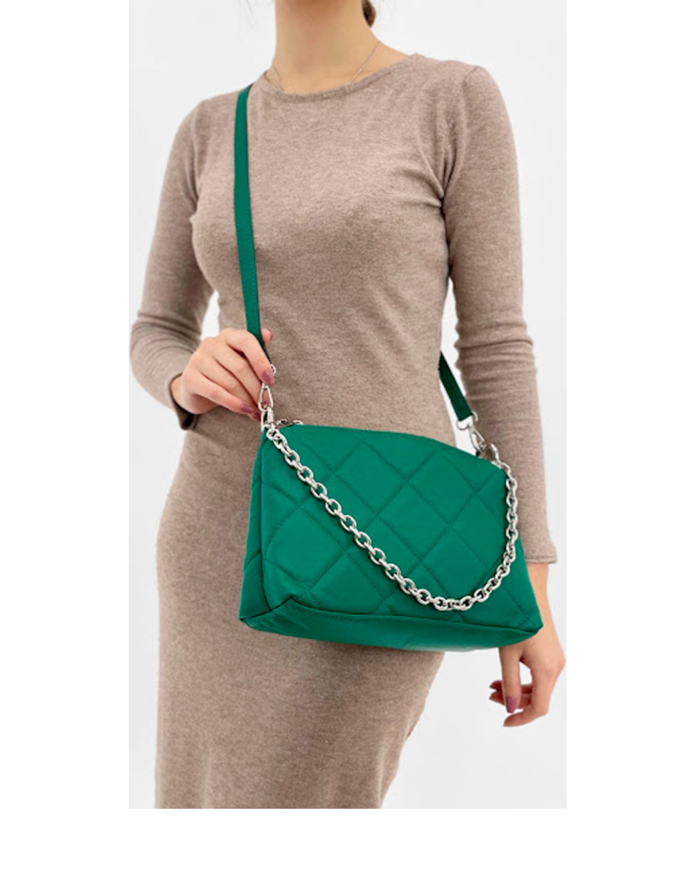 Bandolera de piel italiana Verde 1609-08-37