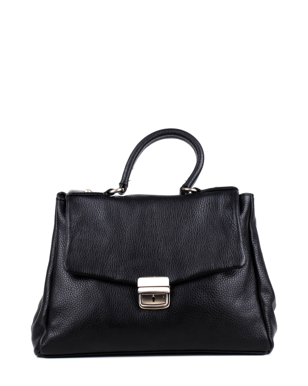 Bolso de mano de piel italiana ABBA Negro