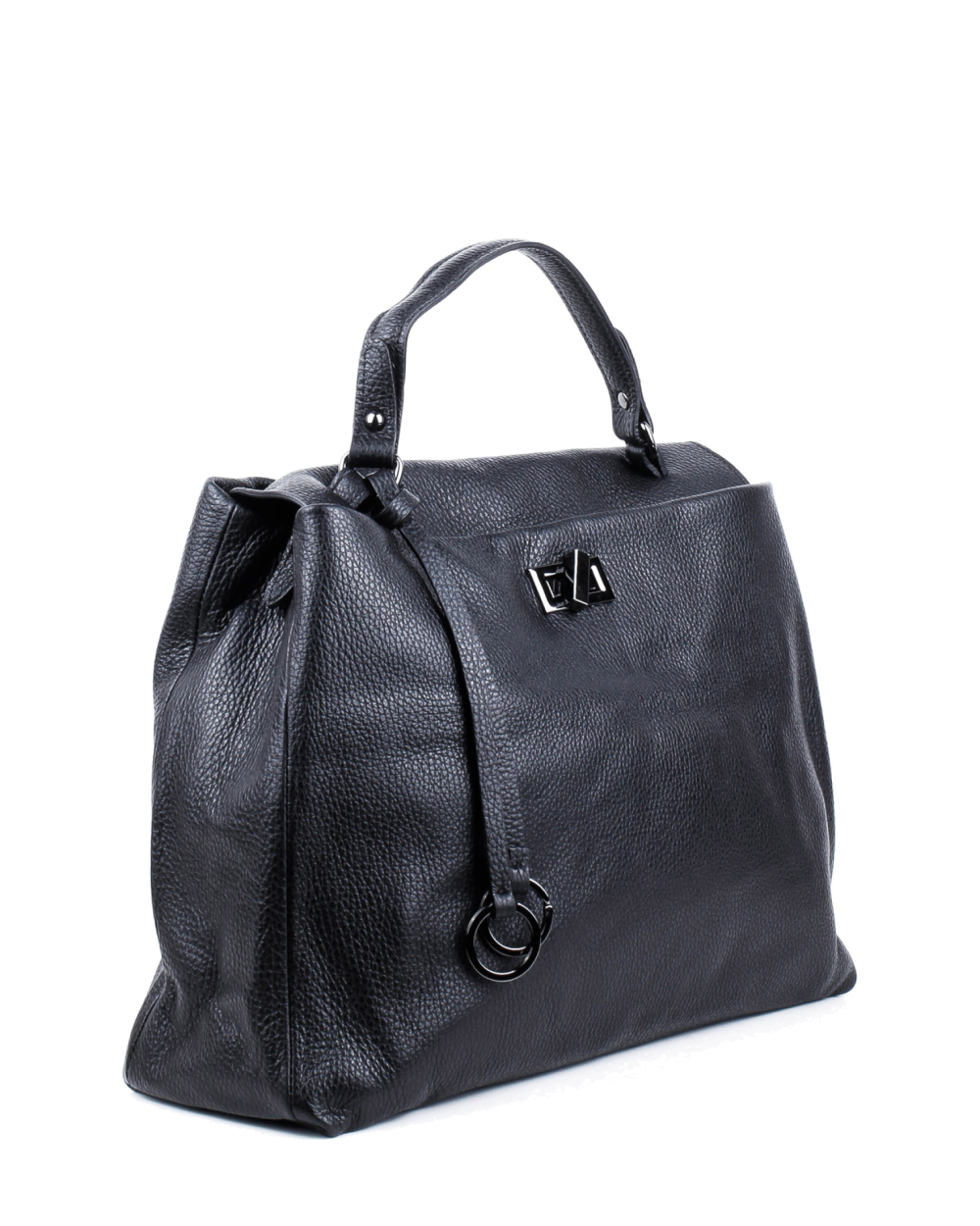 Bolso de mano de piel italiana LUNGA Negro